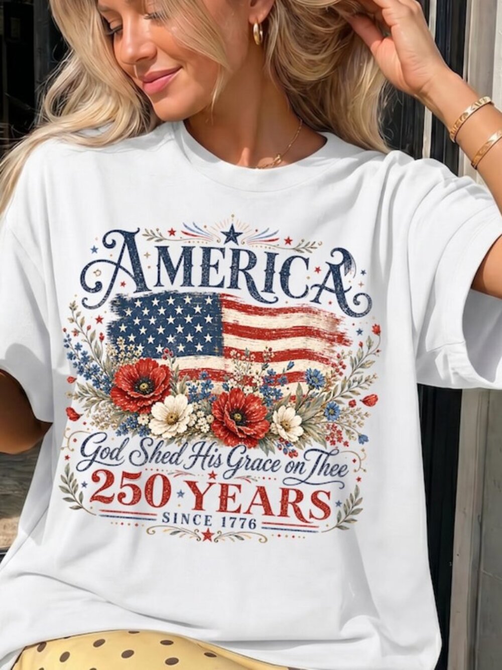 America 250 Years Flag & Poppies Shirt
